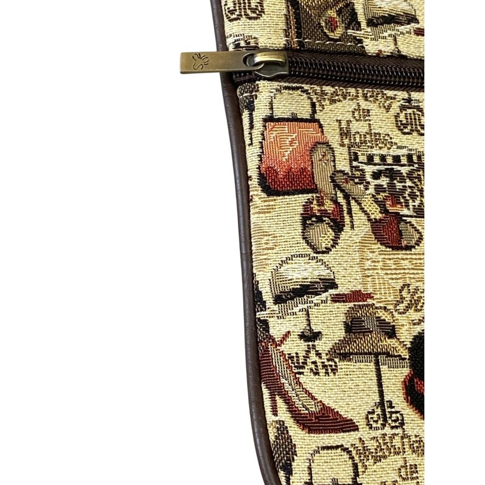 Vintage-Inspired Womens Crossbody Bag With Fashion Print Multiple Zipper Pockets - Picture 9 of 9